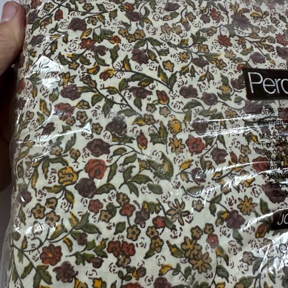 Vintage JC Penney Full Flat Sheet Percale Nantucket Fall Floral Cotton Blend - Picture 5 of 9